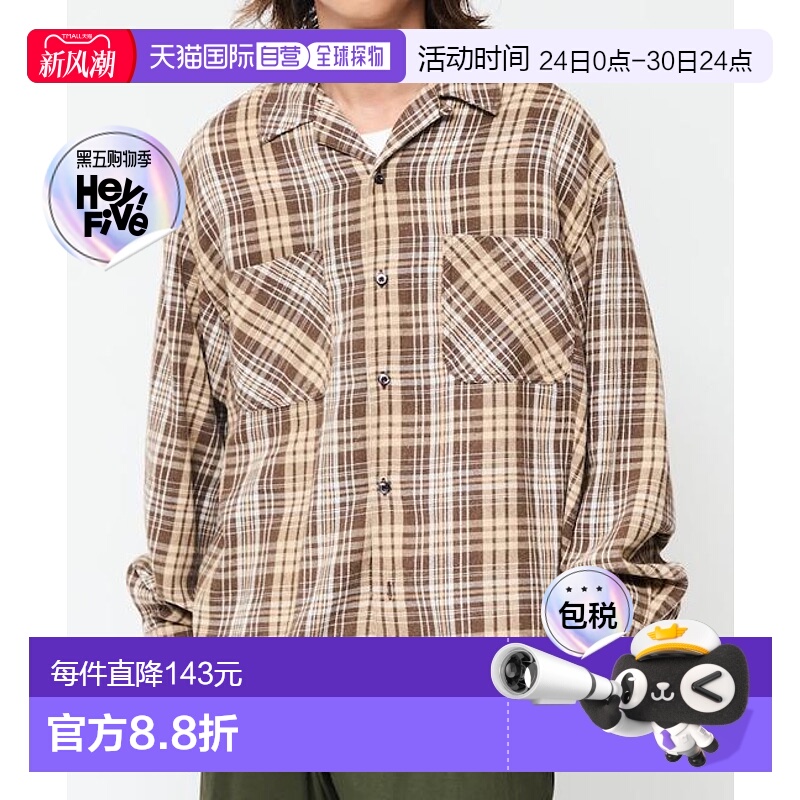 1h可退 日本直邮官方授权 FREAK'S STORE 漂白工艺开领格子衬衫