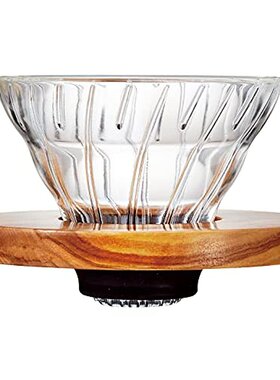 HARIO玻璃王 V60咖啡过滤器01玻璃橄榄木1-2杯VDGR-01-OV