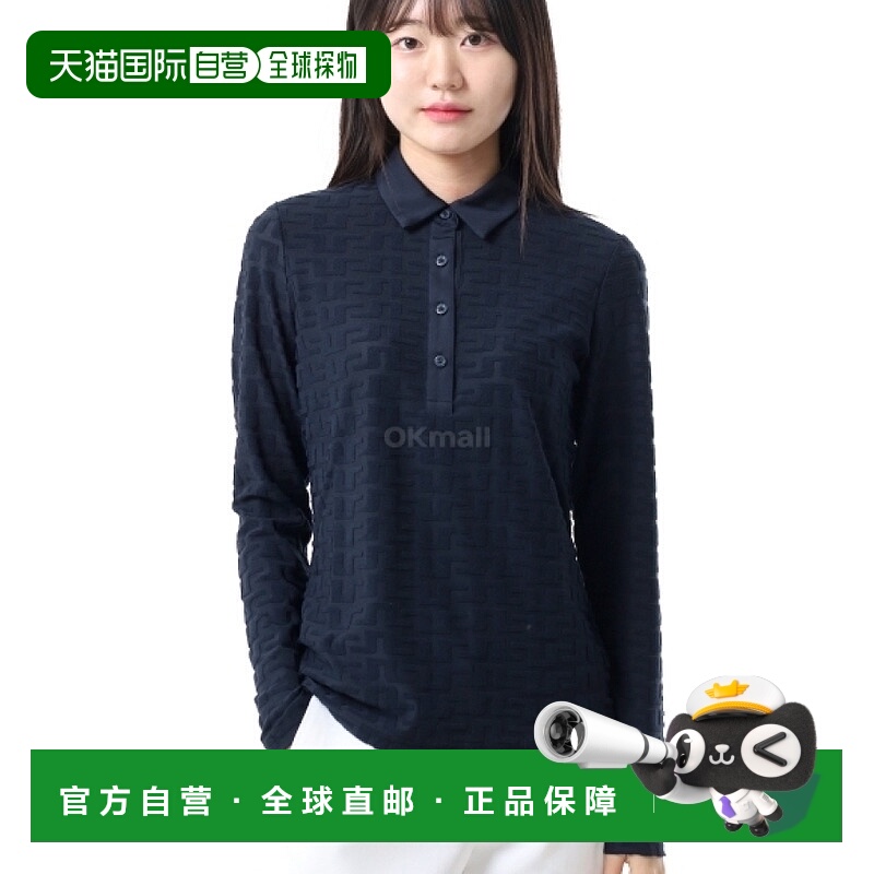 韩国直邮J.lindeberg金 林德伯格上装T恤女款海军蓝长袖保暖宽松