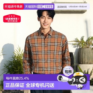 都市日常百搭 衬衫 自营欧洲直邮Burberry博柏利男士 格纹单排扣长袖