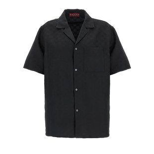 GUCCI 男士衬衫 794907Z7AO71000 AW2025 黑色 'Bowling' shirt