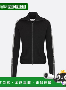 1h可退 香港直邮潮奢 DIOR 迪奥 女士 黑色羊毛羊绒毛线衫 544G60