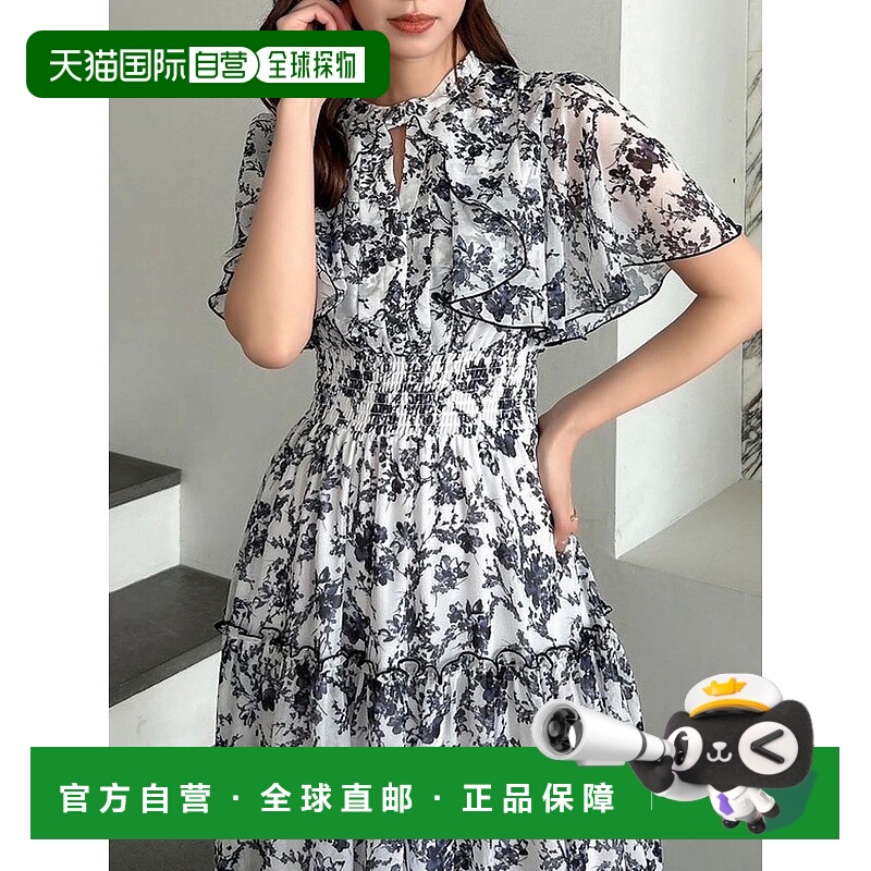1h可退 日本直邮dazzlin 女装 复古水彩花卉印花宽松连衣裙 半透