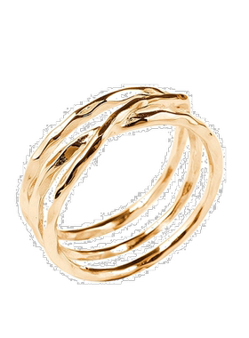 自营 sterling forever纯银纹理多环戒指 金 美国奥莱直发