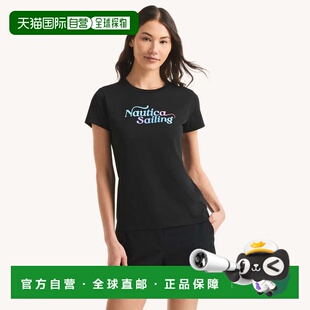 自营Nautica Womens Sailing Glitter Graphic T-Shirt - true bl