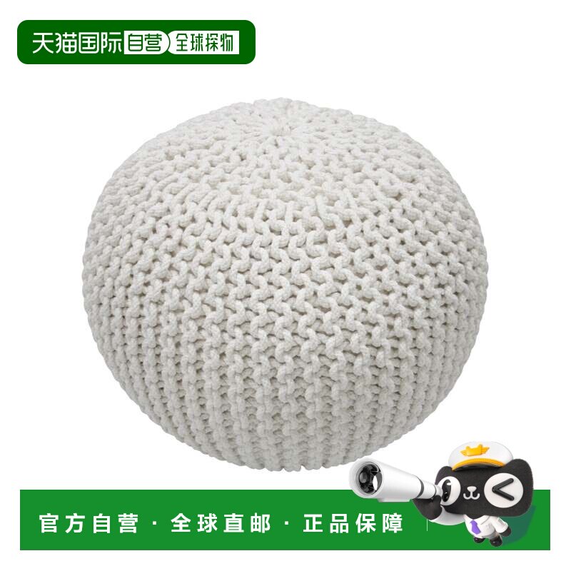 自营nuLOOM Ling 圆形针织填充垫脚凳 - 白色 美国奥莱直发