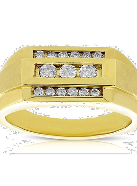 自营vir jewels1/2 克拉男士钻石订婚戒指 14K 黄金 SI1 净度槽道