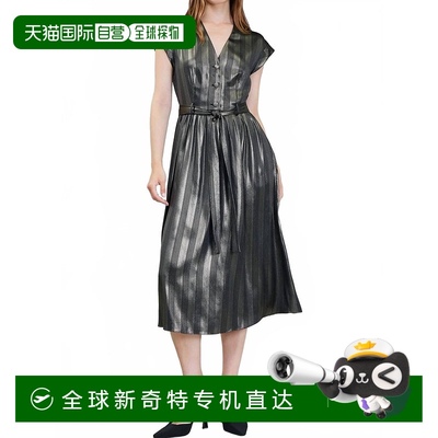 自营 current airMidi连衣裙，带黑色和金色腰带 【美国奥莱】直