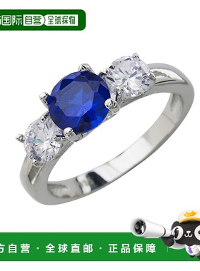 自营 sterling forever 925 纯银蓝宝石 CZ 三石戒指 - 银白色 美