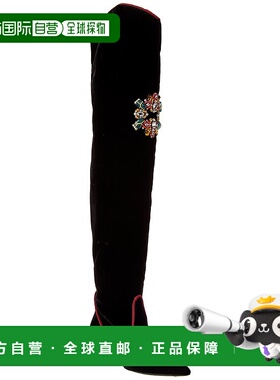 自营Roger Vivier 天鹅绒过膝长靴 - 黑色 美国奥莱直发高跟