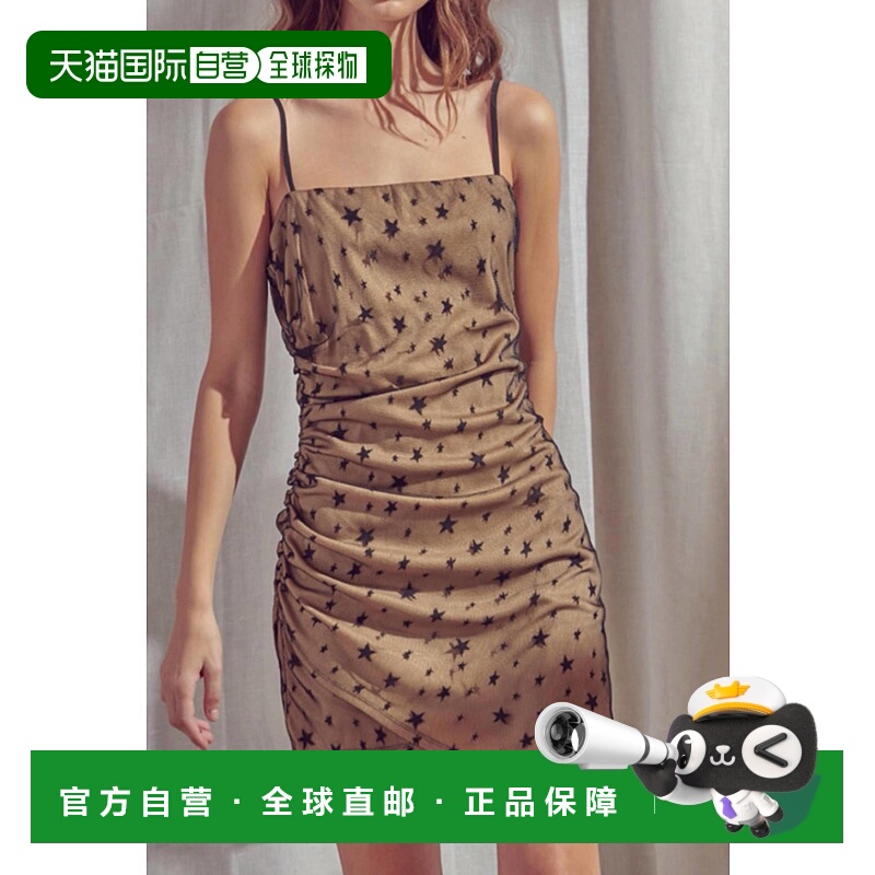 自营 storia黑色裸色星星印花迷你连衣裙 - 黑色裸色 美国奥莱直
