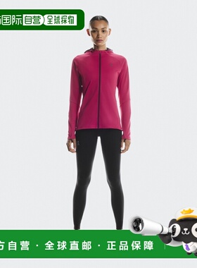 自营欧洲直邮ON昂跑 Climate系列女士石榴红色聚酯纤维口袋连帽卫