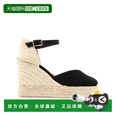 香港直邮CastaÑer 女士 黑色棉帆布面凉鞋 CHIARITA8ED001NEGROBL