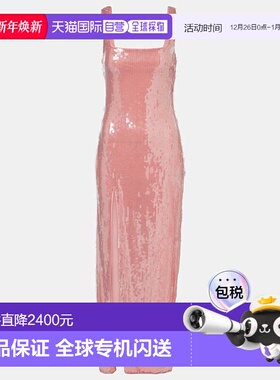 1h可退 香港直邮Staud 女士 Le 褐色珠片长款连衣裙 orange橙色