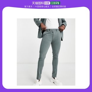 ASOS 男士 设计紧身斜纹布深色绿色西装 香港直邮潮奢 裤 peached