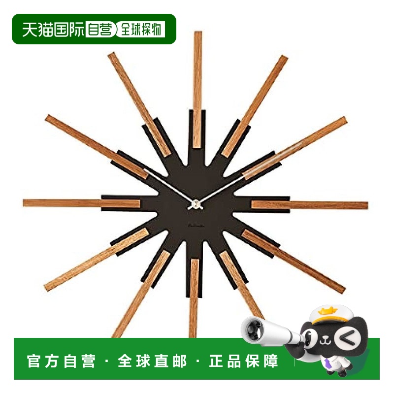 【日本直邮】INTERFORM 挂钟 黑色 木制 简约 Sirio CL-3346BK
