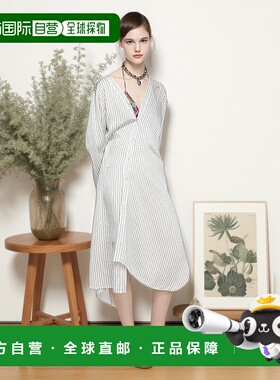 欧洲直邮ACNE (2025新品) 不对称衬衫裙长袖连衣裙条纹