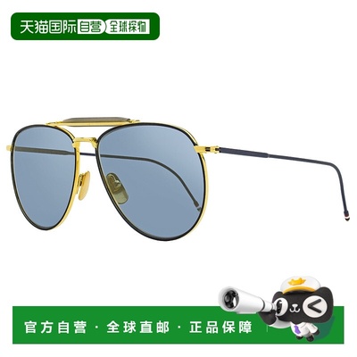 自营 Thom Browne中性飞行员太阳镜TB015LTD NVYGLD金色/海军蓝62