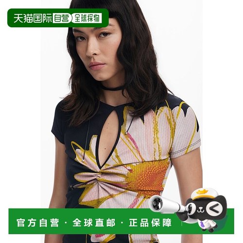 日本直邮Desigual 花柄带 slit 半袖T恤 DE819EW027271
