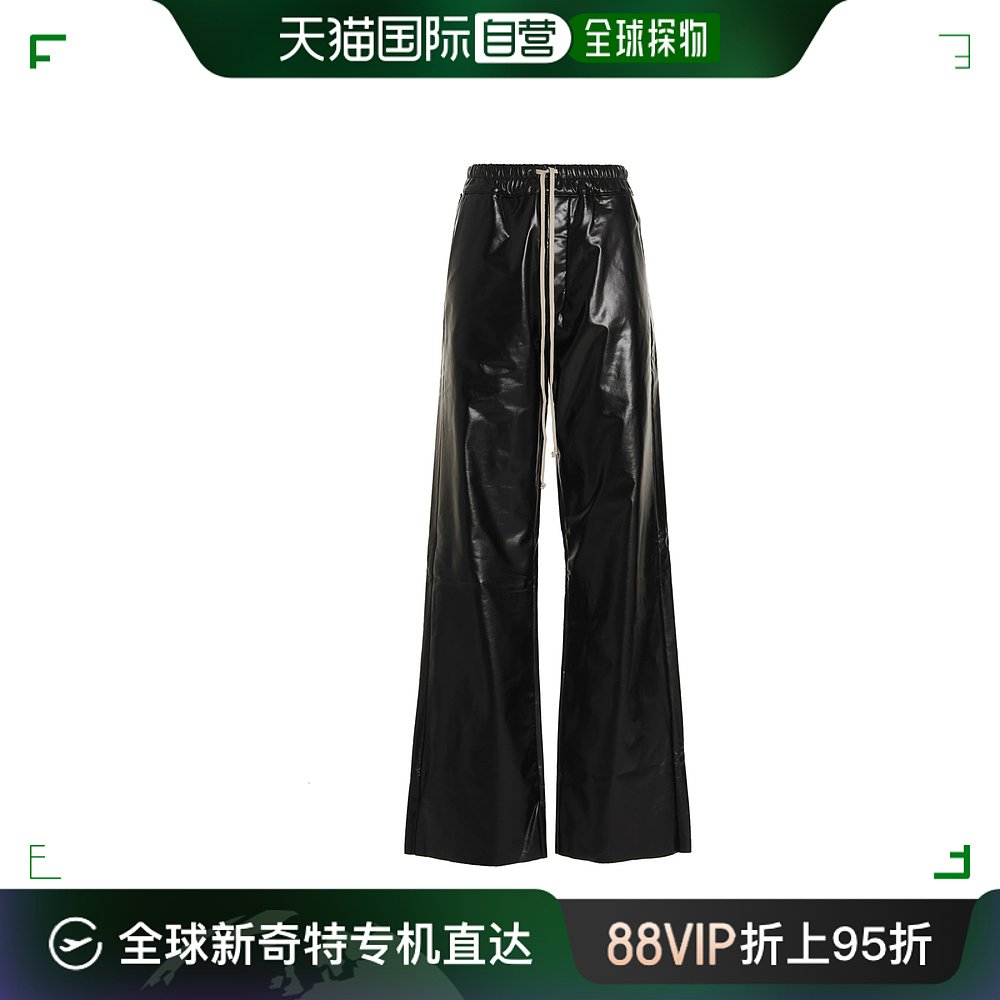 香港直邮RICK OWENS DRKSHDW女士黑色皮革阔腿裤 DS02B4337-JRU-