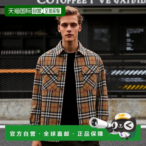 香港直邮BURBERRY 男士衬衫 8108014 SS2025 浅棕色 Checked Shir