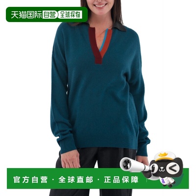 自营incashmereCashmere Color Blocked Long Sleeve Polo Collar