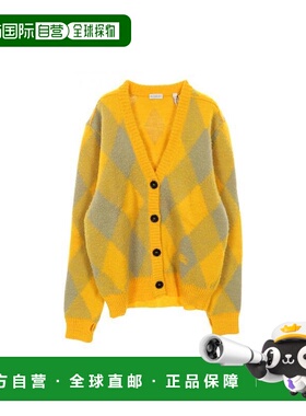 日本直邮中古Burberry博柏利女S级99新cardigan开衫羊毛上衣黄色