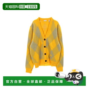 日本直邮中古Burberry博柏利女S级99新cardigan开衫羊毛上衣黄色