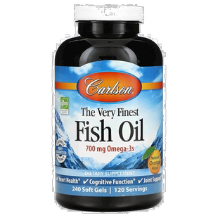香港直发Carlson Labs卡尔森鱼油凝胶胶囊天然橙味健康240粒