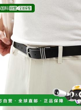 1h可退 香港直邮ASOS 男士 keeper 设计三个金属黑色仿皮皮带(peb