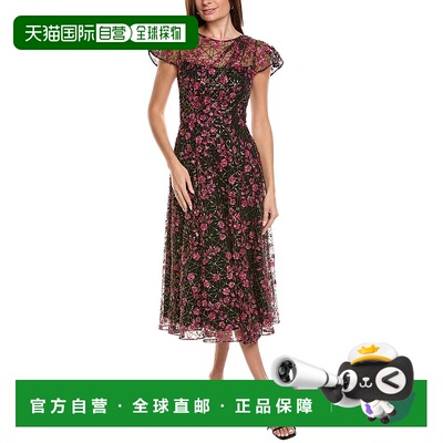 自营Theia Mariah Beaded Midi Dress - purple 美国奥莱直发服饰