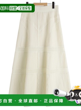 1h可退 日本直邮FETICO 女士蕾丝拼接高腰A字长裙 FTC2520505羊毛