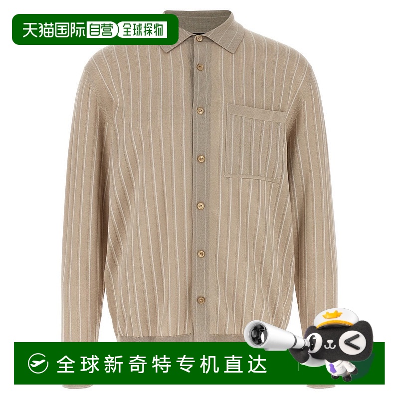 自营 brioni镂空图案真丝混纺针织衬衫-中性色 【美国奥莱】直发