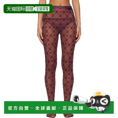 香港直邮Marine Serre 女士 酒红色 Moonogram Mesh Flock 连裤袜