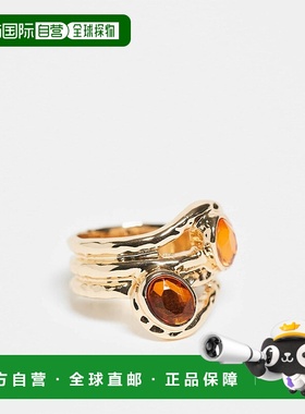 1h可退 香港直邮ASOS 女士 around 设计裹式橙色人造树脂晶石镶嵌