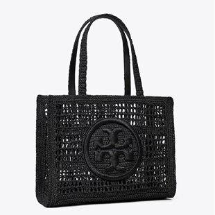 香港直邮TORY BURCH汤丽柏琦拉菲草拼人造皮革饰边托特包158040