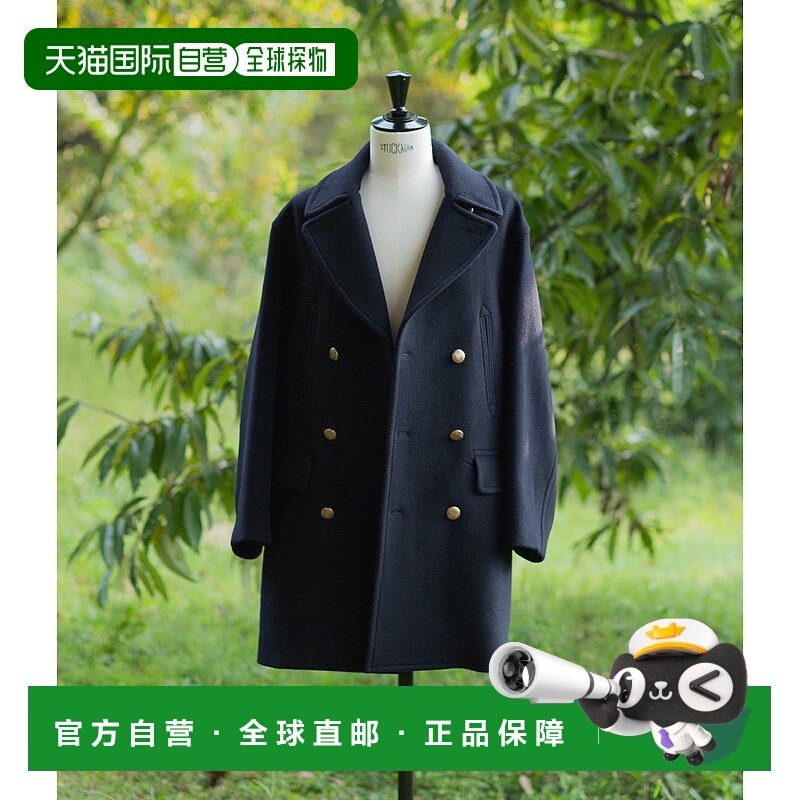 1h可退 日本直邮blurhms 男士別注羊毛羊绒大衣 金钮双排扣设计