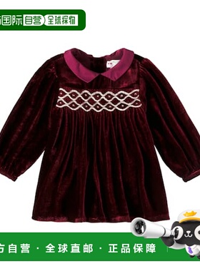 1h可退 香港直邮潮奢 Bonpoint 婴儿 Trinite 罩衫式天鹅绒连衣裙