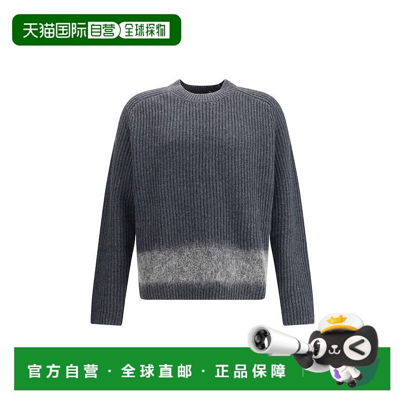 自营Dsquared2罗纹羊毛男式毛衣-灰色 美国奥莱直发