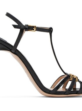 美国直邮TOM FORD 黑色印花蜥蜴皮 Whitney 高跟凉鞋