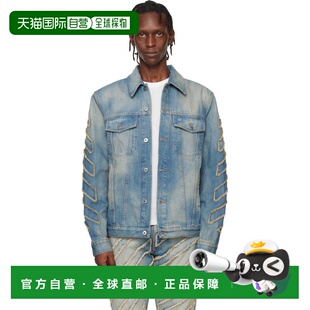 1h可退 香港直邮off-white 男士 蓝色 Diagonal Raw Patch 牛仔夹