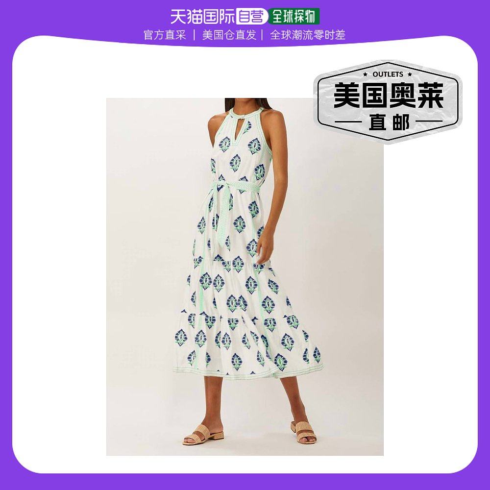 ecruHathaway 挂脖早秋新款连衣裙 白色钴色 白色钴色 【美国奥莱