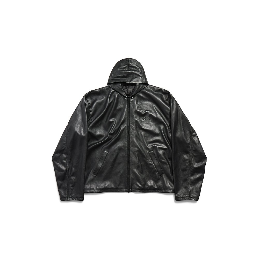 潮奢 Balenciaga 巴黎世家 男士 连帽拉链夹克(黑色) 830870TSS01