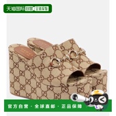 1h可退 马衔扣帆布坡跟凉拖 古驰 女士 香港直邮潮奢 Gucci