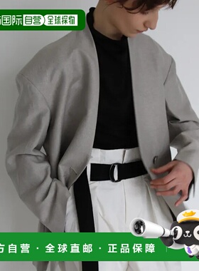 1h可退 日本直邮DRESSLAVE 女士羊毛亚麻无领夹克带后腰带 可调节