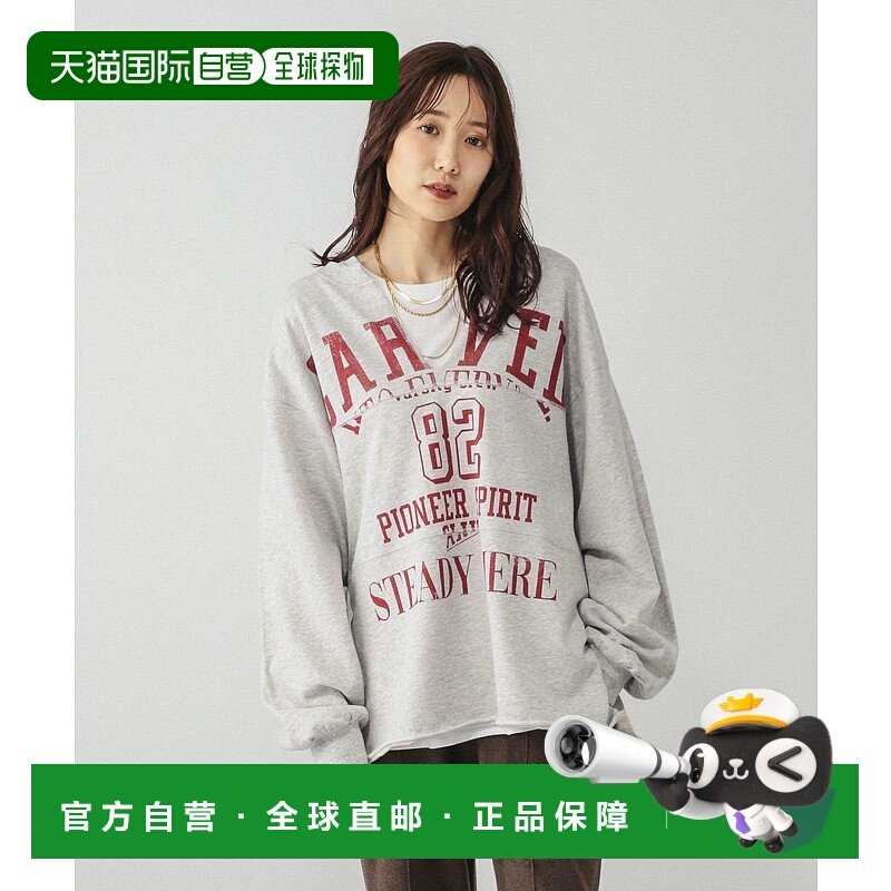 1h可退 日本直邮GLOBAL WORK 女装 宽松长袖T恤 个性拼接印花设计