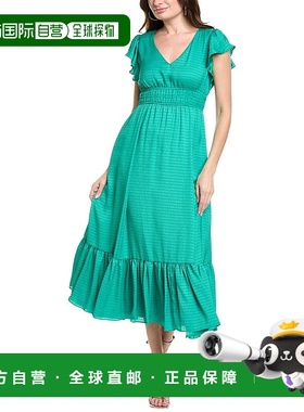自营 Taylor Satin Escada条纹提花长裙-绿色 美国奥莱直发桑蚕丝
