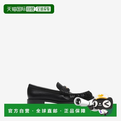 自营欧洲直邮Burberry博柏利 Cadet系列女士黑色小牛皮马术骑士徽