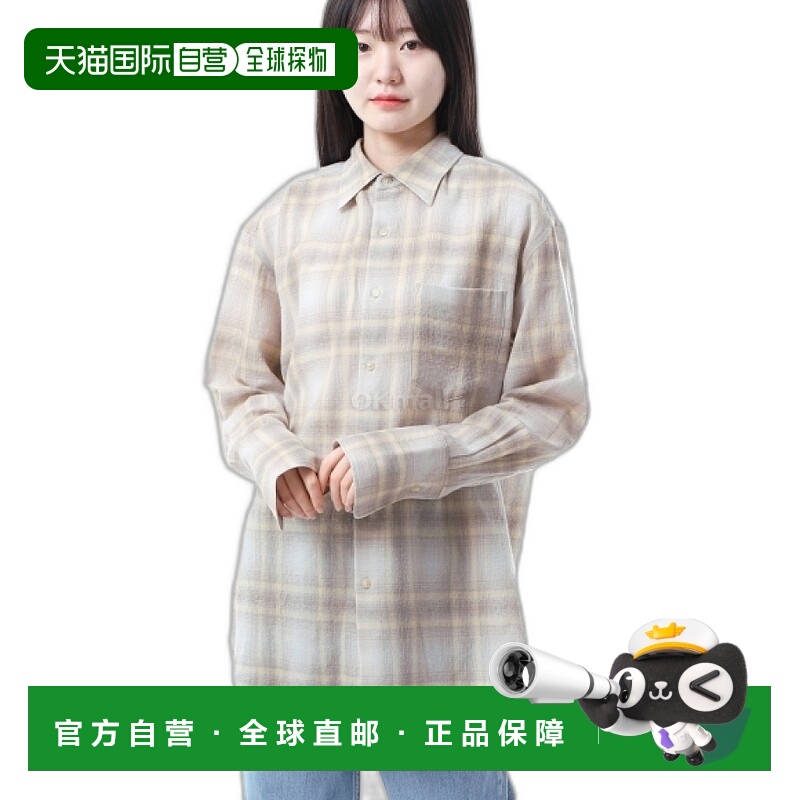 韩国直邮AURALEE 透气羊毛格纹衬衫 黄灰色格纹 (A24AS02WN) 衬衫