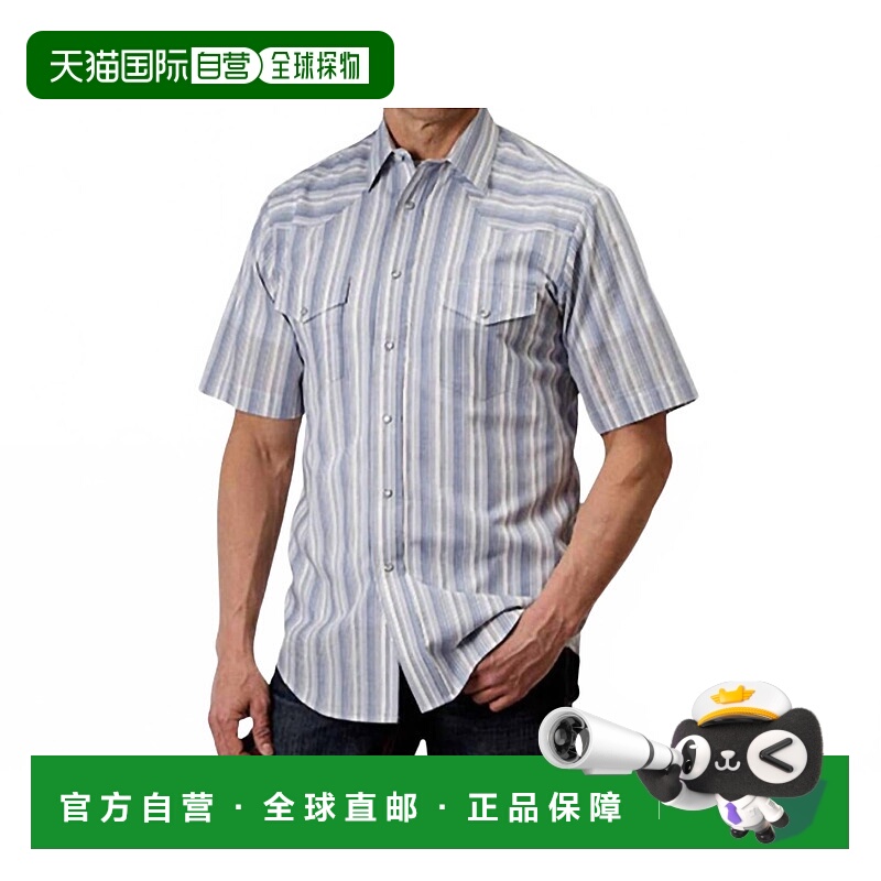 自营roper男士短袖经典按扣衬衫，蓝色 美国奥莱直发